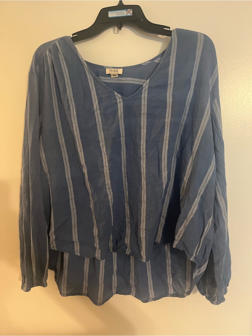 a.n.a Blue and White Vertical Stripe V-Neck Tunic